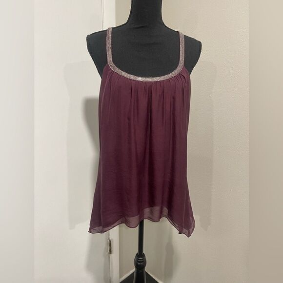 Burgundy Top 100% Silk - Picture 1 of 7